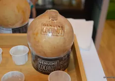 Ready-to-drink coconuts; a partnership between LoveBeets and Genuine Coconut from Spain. The husk is taken off the coconut and it's polished. It contains a tab that can be opened and it's easy to put the straw in.